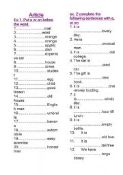 English worksheet: Articles