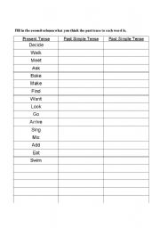 English worksheet: Past Simple Chart