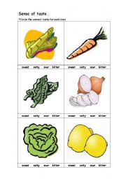 English Worksheet: sense of taste