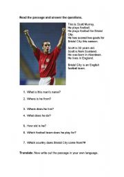 English worksheet: Talking about someone - Scott Murray