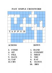 English Worksheet: Crossword on past simple