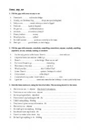 English worksheet: Some, any, no