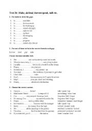 English Worksheet: Make, do/lend, borrow/speak, talk etc