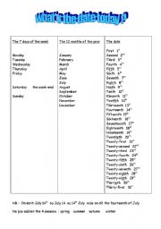 English Worksheet: Whats the date today ?