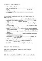 English Worksheet: mixed type exrcises