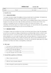English Worksheet: test about school