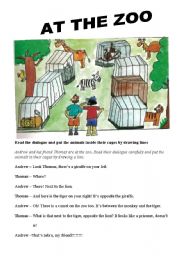 English Worksheet: AT THE ZOO