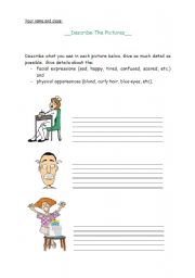 English worksheet: Descibe the Pictures