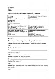 English Worksheet: How people talk about themselves
