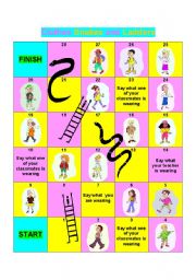 English Worksheet: CLOTHES SNAKES AND LADDERS