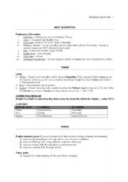 English worksheet: Love/Frienship Theme Lesson Plan