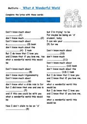 English Worksheet: What a wonderful world