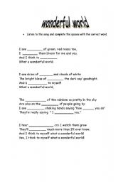 English Worksheet: What a wonderful world