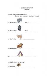 English worksheet: animals