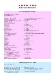 English Worksheet: Articles