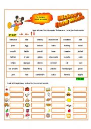 English Worksheet: MICKEY�S FOOD MAZE