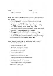 English Worksheet: nouns