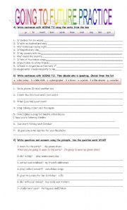 English Worksheet: Going to future