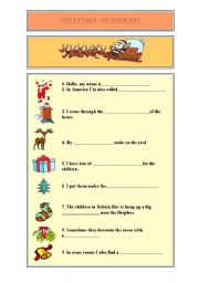 English worksheet: CHRISTMAS VOCABULARY