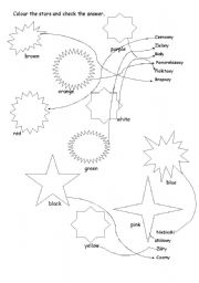 English Worksheet: coloured stars