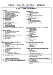 English Worksheet: uSEFUL eNGLISH mEETING pATTERNS