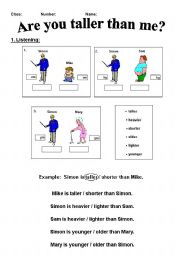 English Worksheet: Are you taller than me