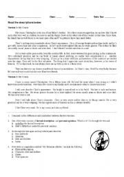 English Worksheet: Writing description