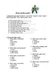 English worksheet: Where do they work?