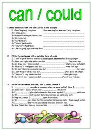 English Worksheet: Can/ could