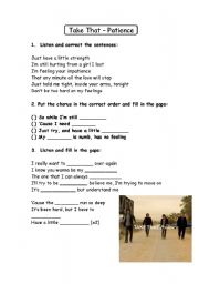 English worksheet: Take That - Patience