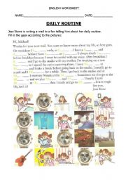 English Worksheet: Joss Stones Daily routine