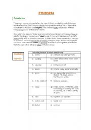 English Worksheet: Worksheet on Ethiopia