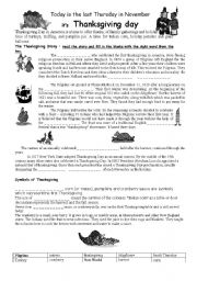 English Worksheet: Thanksgiving