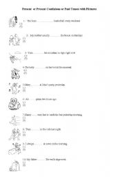 present ,past and continous tenses with pictures