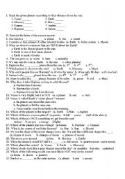 English Worksheet: SCIENCE for Grade II pupils