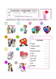 Valentines Vocabulary Match Part-2