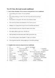English Worksheet: Zero, first and second conditional