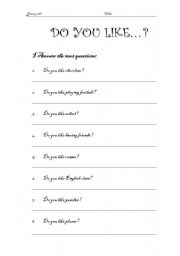 English Worksheet: Do you like?