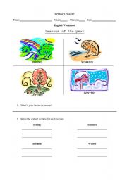 English worksheet: Months and Seasons