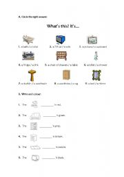 Furniture worksheet