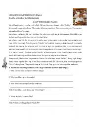 English Worksheet: Reading Text in Present Tense
