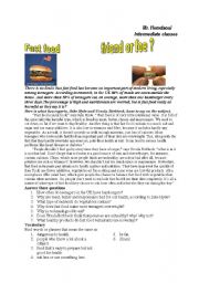 English Worksheet: fast food