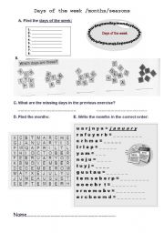 English Worksheet: Days and months