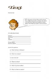 English worksheet: Text