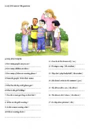 English Worksheet: look at the picture and answer the questions