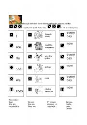 English Worksheet: Present continous and a dice