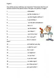 English Worksheet: ask your classmate a question