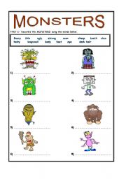 English Worksheet: MONSTERS