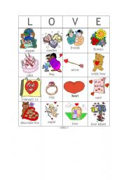 English Worksheet: Valentine bingo - Card 5