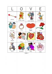 English Worksheet: Valentine bingo - Card 6